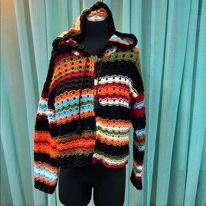 BDG Multicolor Striped Crochet Jacket